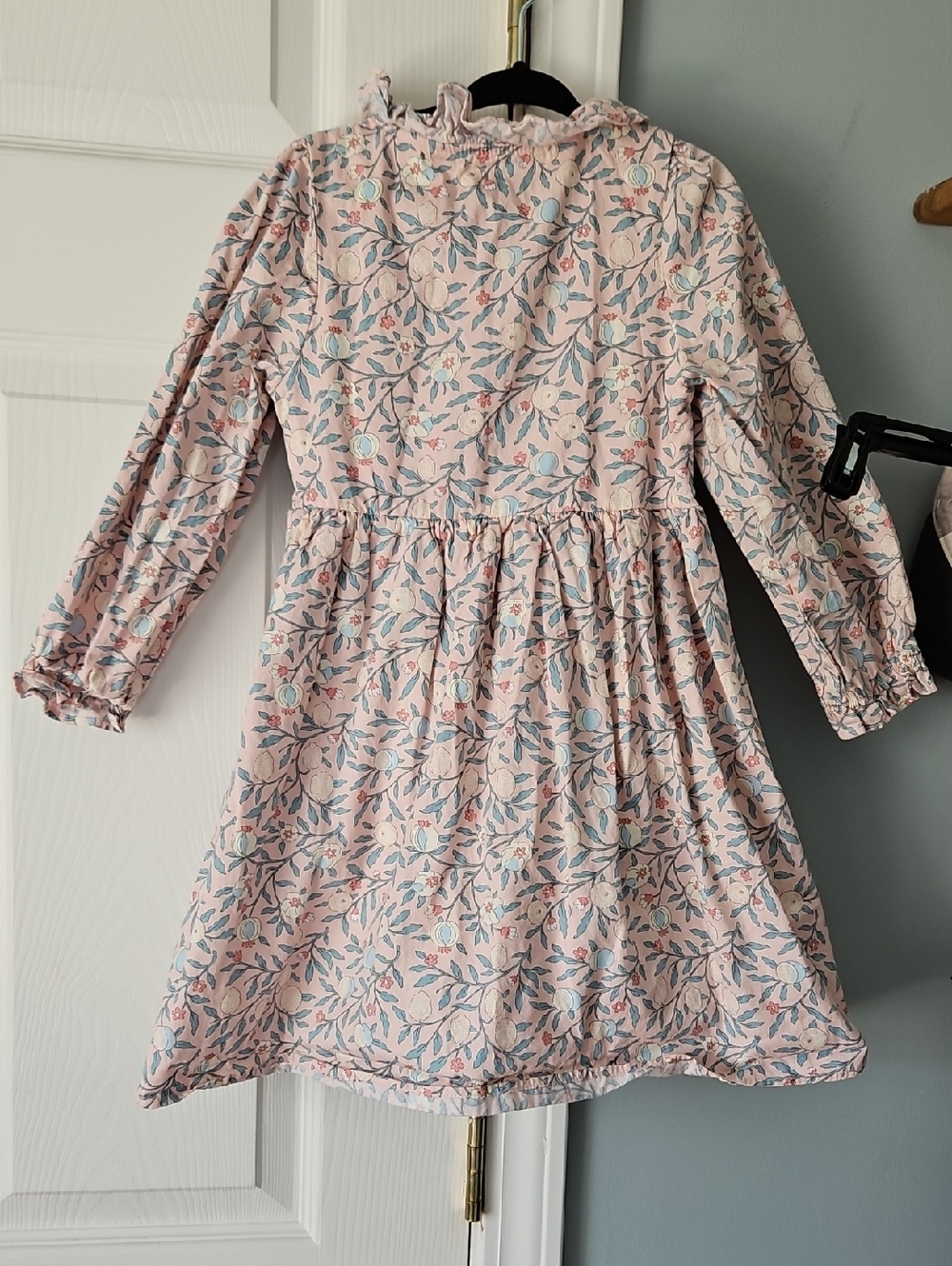 Girls' Pink Floral Long-Sleeve Dress